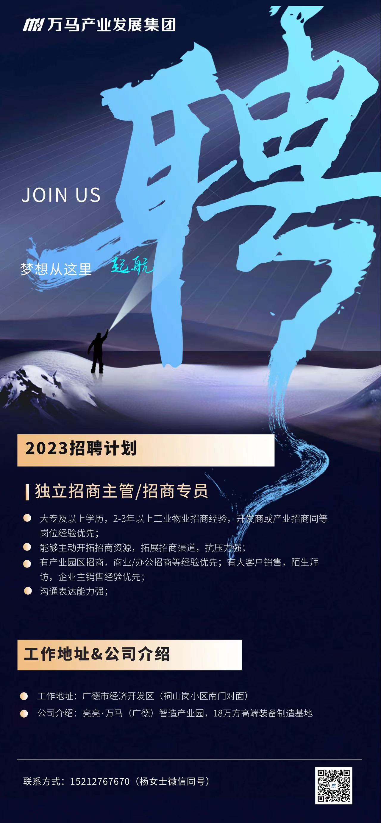 亮亮·万马(广德)智造产业园2023招聘计划